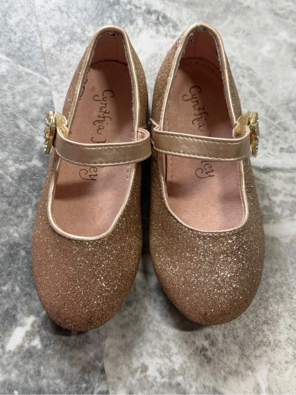Girls Glitter Mary Jane Dress Shoes in Rose Gold